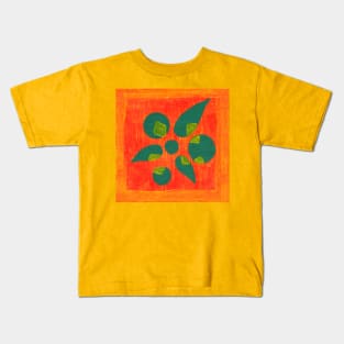 Abstract Flower - Green and Orange Kids T-Shirt
